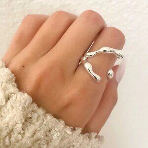 925  Sterling Silver Geometric Ring Abstract Modern Ring Minimalist Wrap Ring